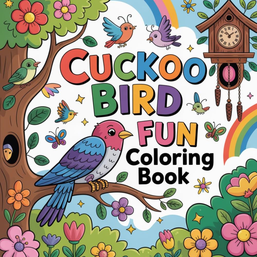 Cuckoo Bird Fun Coloring book: cuckoo coloring book adults relaxation focus, cuckoo color book kids calm learning, cuckoo coloring book teens stress ... cuckoo coloring book adults simple calm
