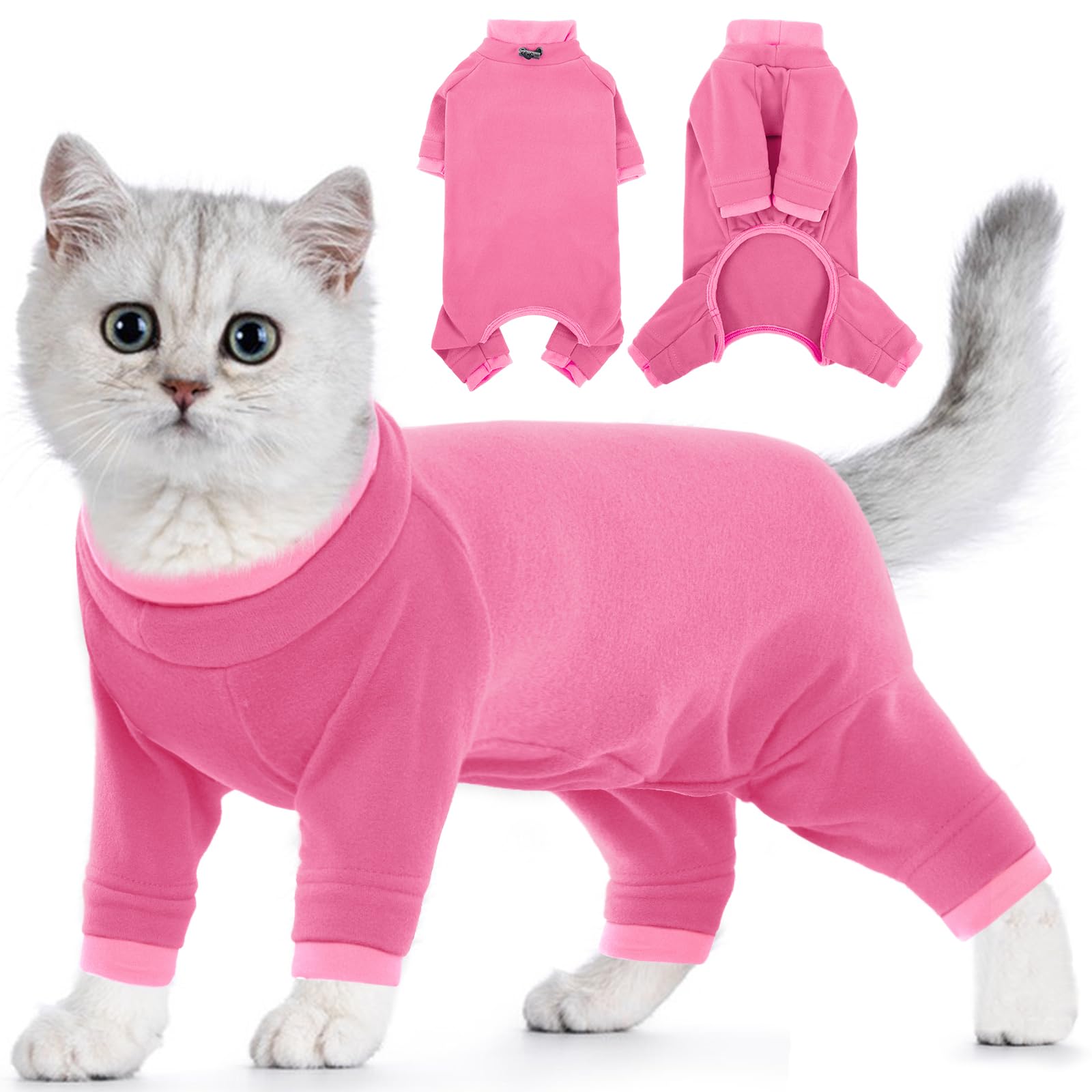 Chaleco Polar para Gatos, Chaqueta de Invierno Abrigo Otoño Invierno Caliente Pullover Suave Fleece Onesie Felpa para Gatos Body Postoperatorio(Verde Militar, M) — view 30