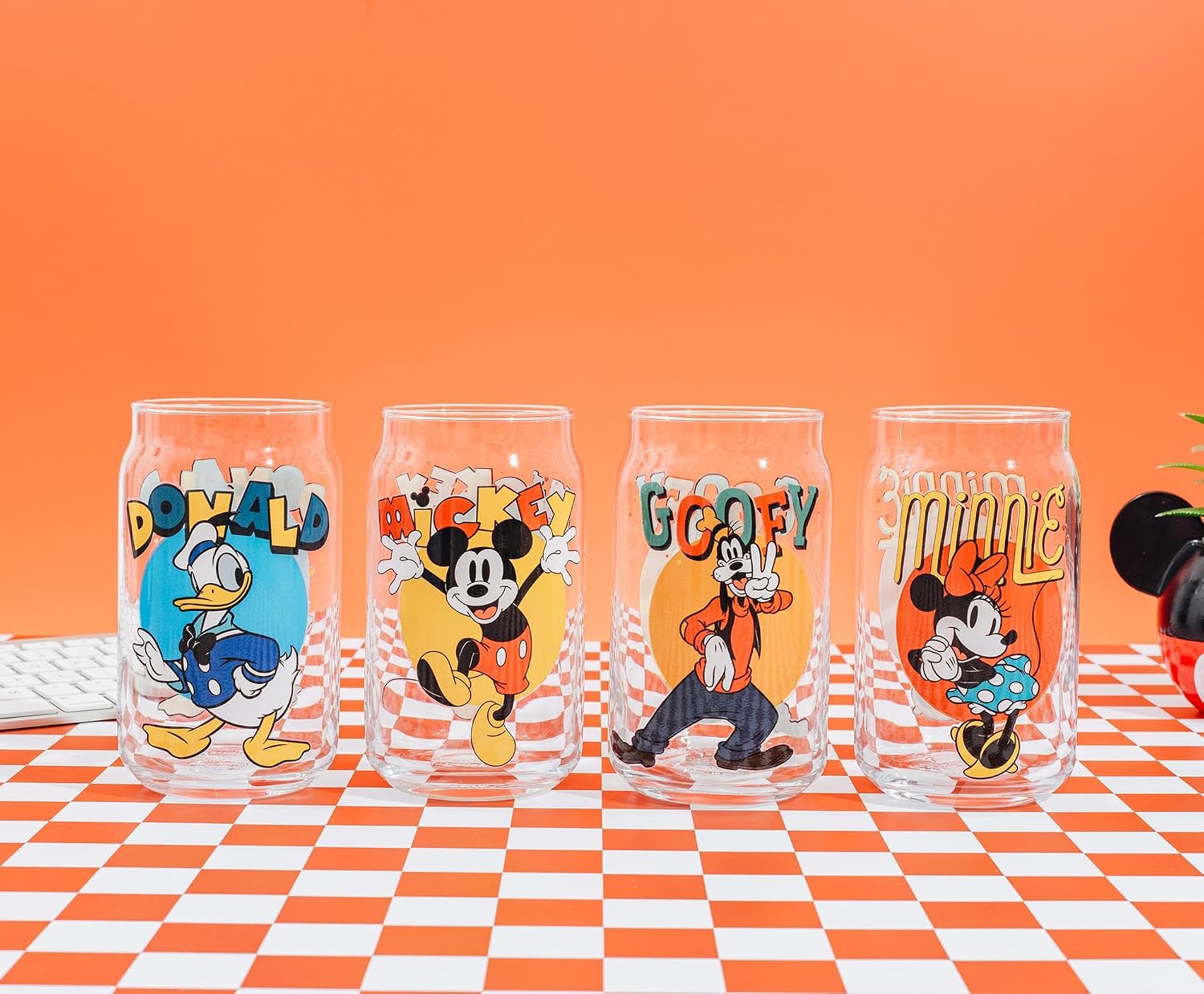 Disney Mickey Mouse and Friends 4-Piece Glass Can Set | Each Holds 16 Ounces image 3