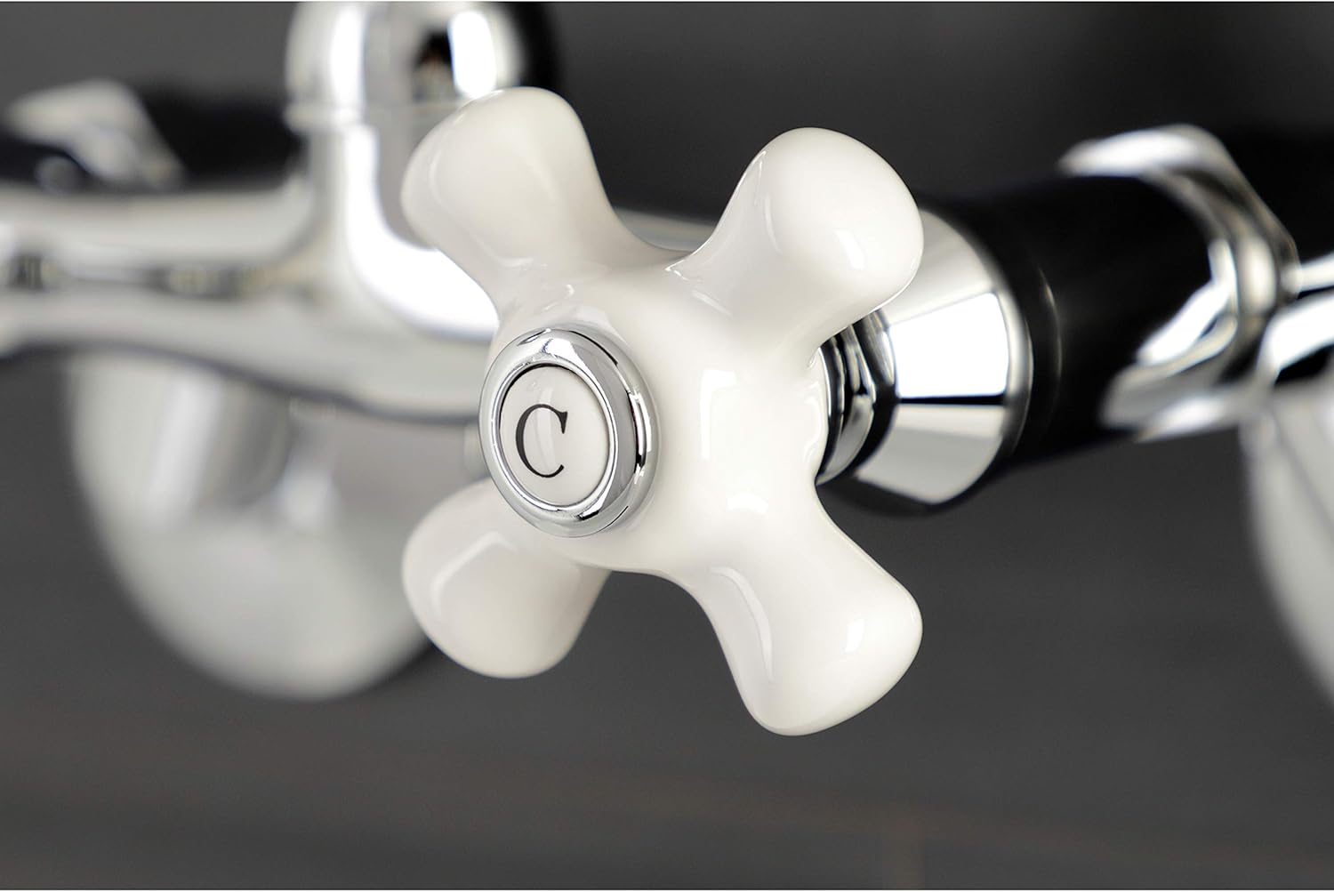 Kingston Brass KS612C Kingston Two-Handle 2-Hole Wall Mount Bar Faucet in Polished Chrome