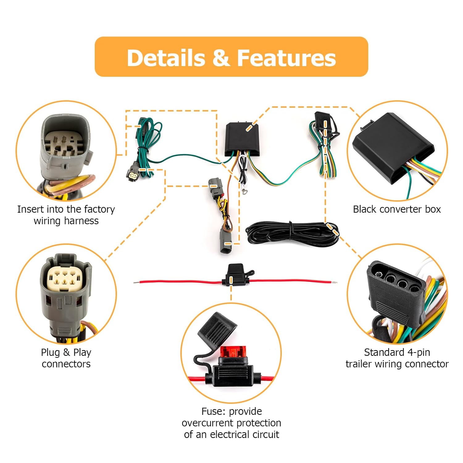 WeiSen 4-Pin Trailer Wiring Harness with Plug & Play Connector for Trailer Taillight & Brake Turn Signal Compatible with Ford Maverick 2022-2025 1st gen