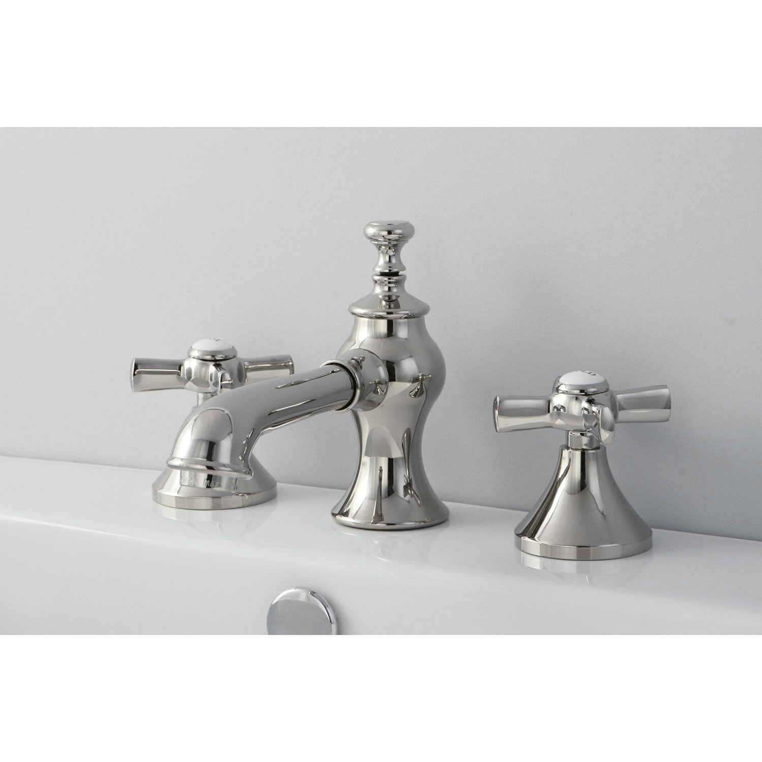 Kingston Brass KC7066ZX Millennium 8" Geniş Lavabo Musluğu, Pirinç Açılır Kaplama, Cilalı Nikel, 5-5/8" Musluk Erişimi