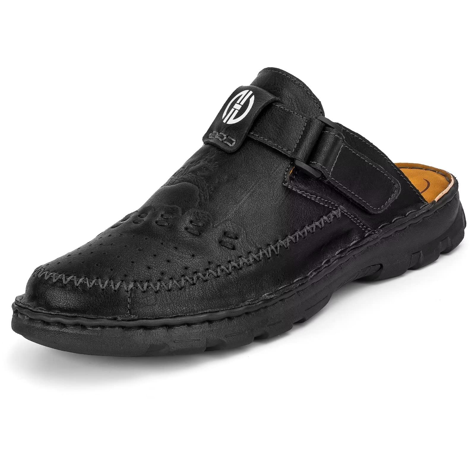 BUGUKI Hombre Piel Sandalias Verano Punta Cerrado Zuecos y Mules