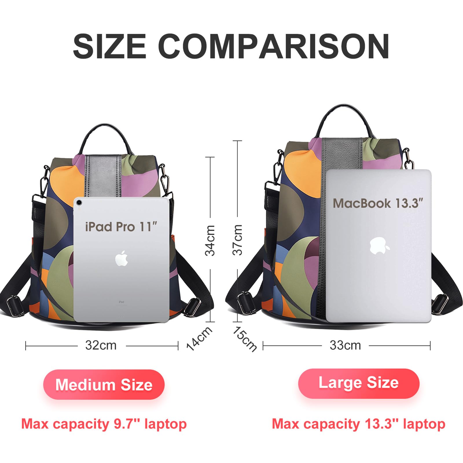 Charmore Zaino da Donna Antifurto Borse Nylon impermeabile Daypack Spalla per Viaggio Lavoro Scuola