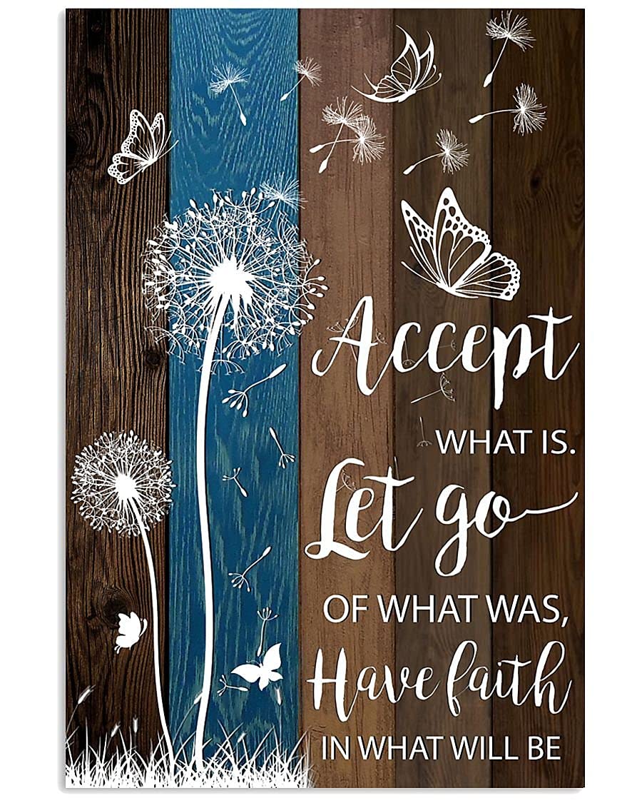 TNND Butterfly Accept What Is Let Go Metal Sign Art Tin Metal Poster Gift 8x12 inch