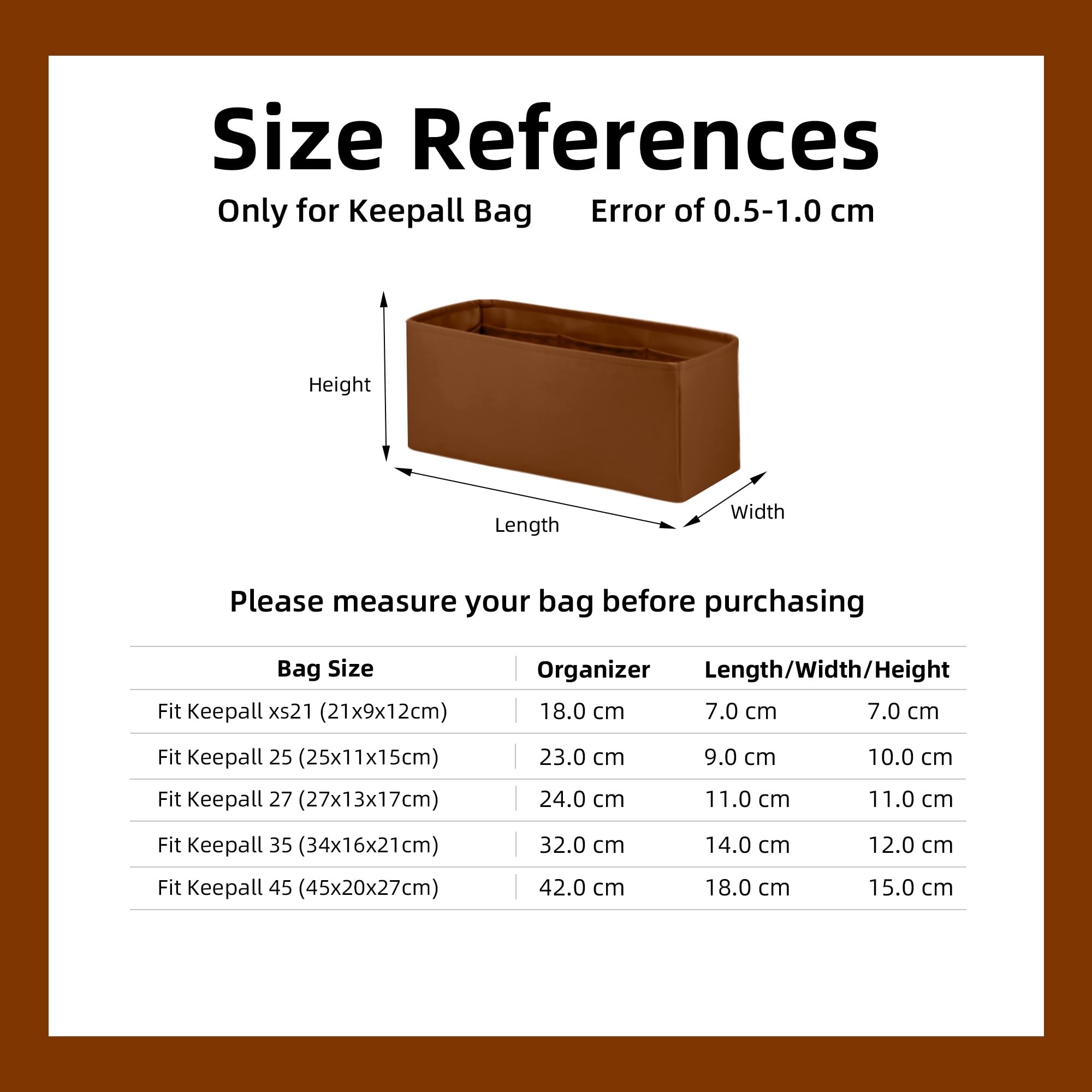 DGAZ Organizador Interior para Keepall 25, Inserto de Satén, Gold