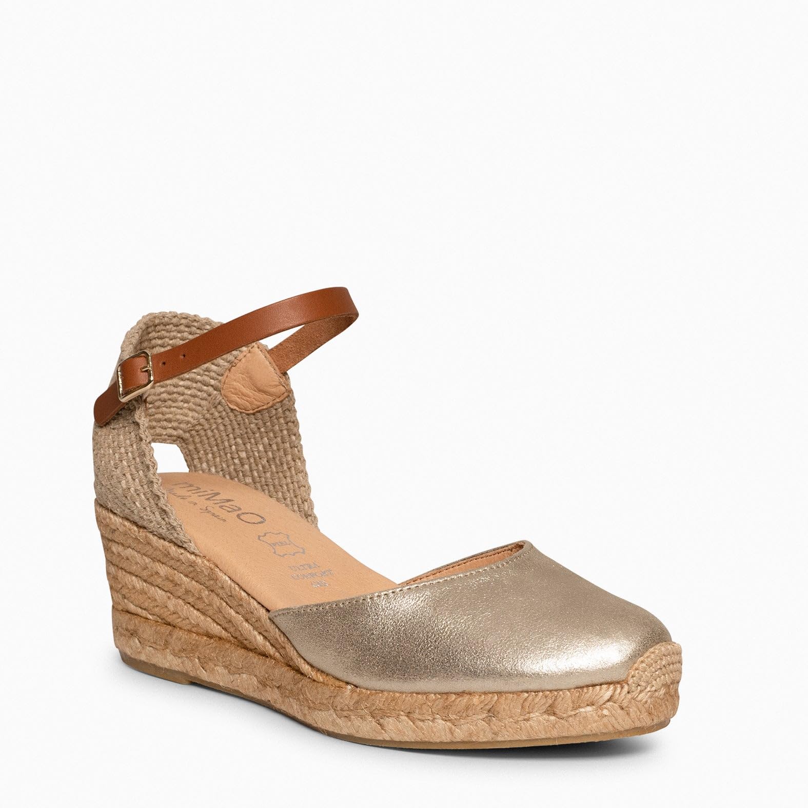 miMaO. Espadrilles à Talon compensé en Cuir. Fabriquées artisanalement