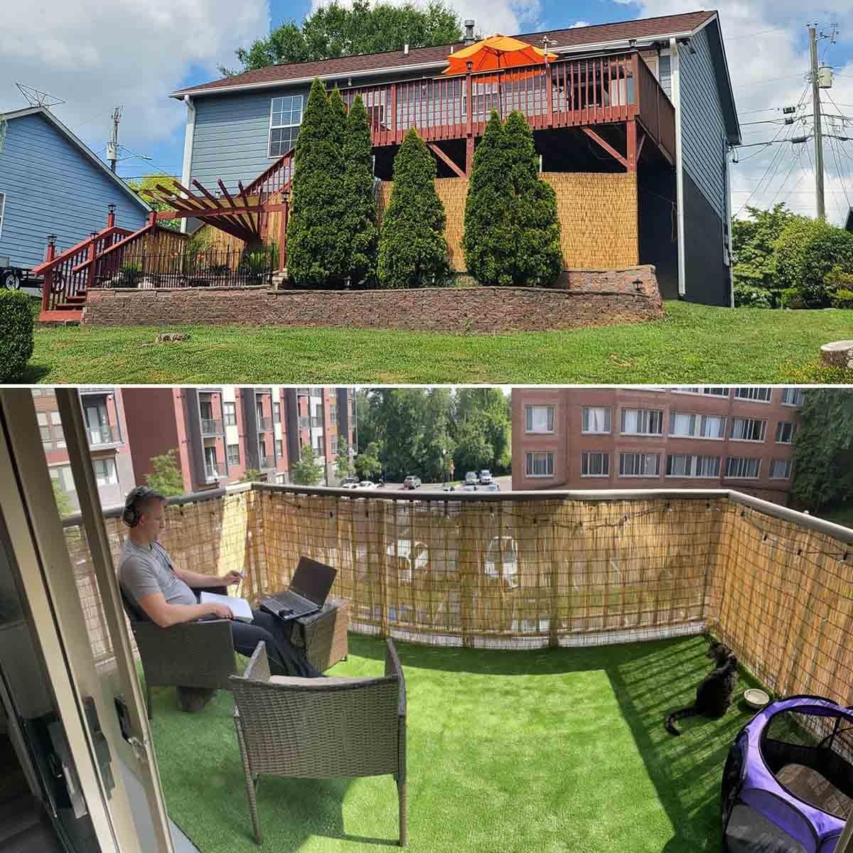 Brise Vue Balcon Occultant Et Canisse Extérieur Pour Protection Terrasse Jardin Décoration Naturelle Clôture Résistante Au Vent Sans Perçage Pare Vue Panneau Bois(Brun,H100xL800cm)