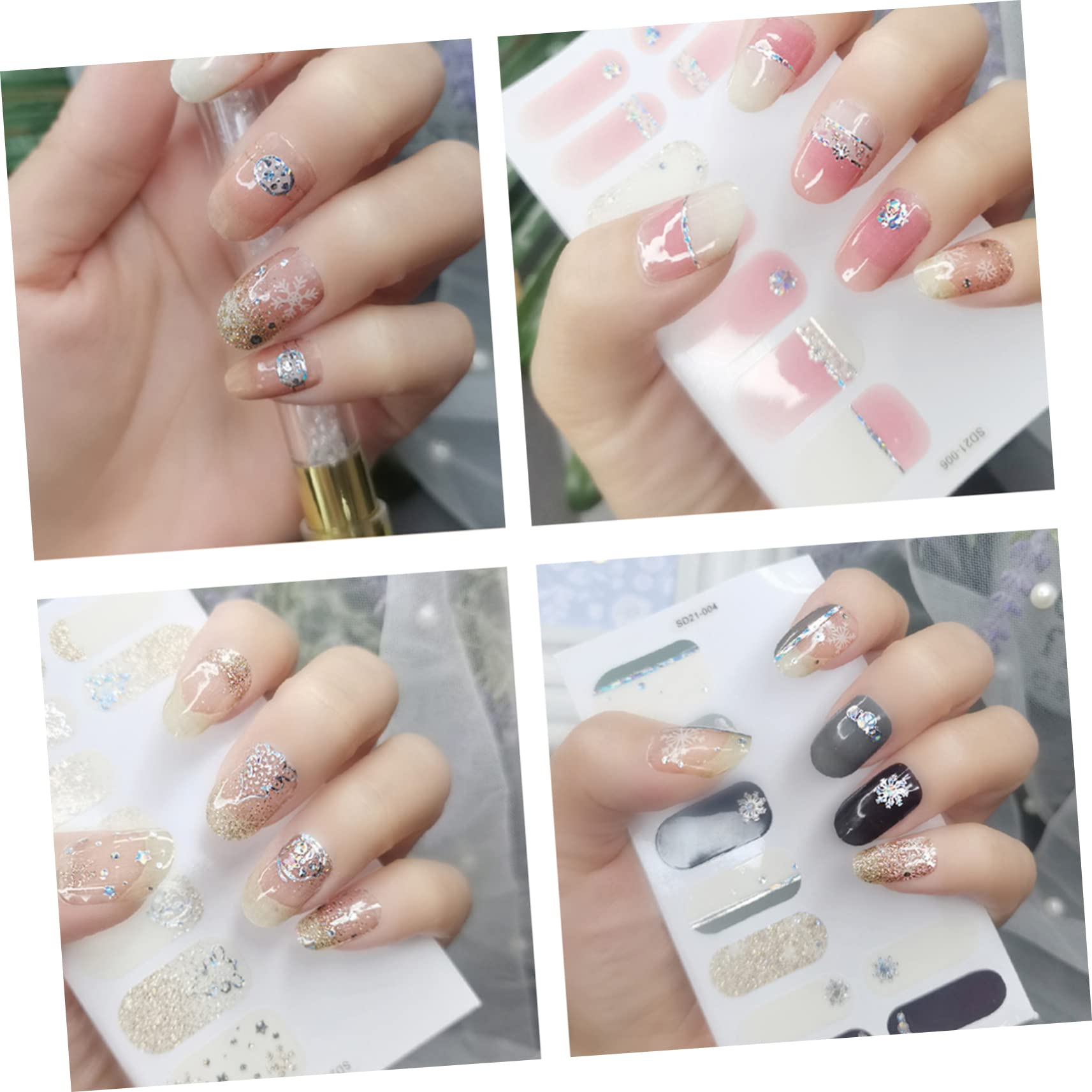 5 Set Adesivi Per Unghie Autoadesivi Decorazioni Per Nail Art Facili Applicare E Rimovibili Per Manicure Te Design Adatti Per Domestico 6 Fogli*5
