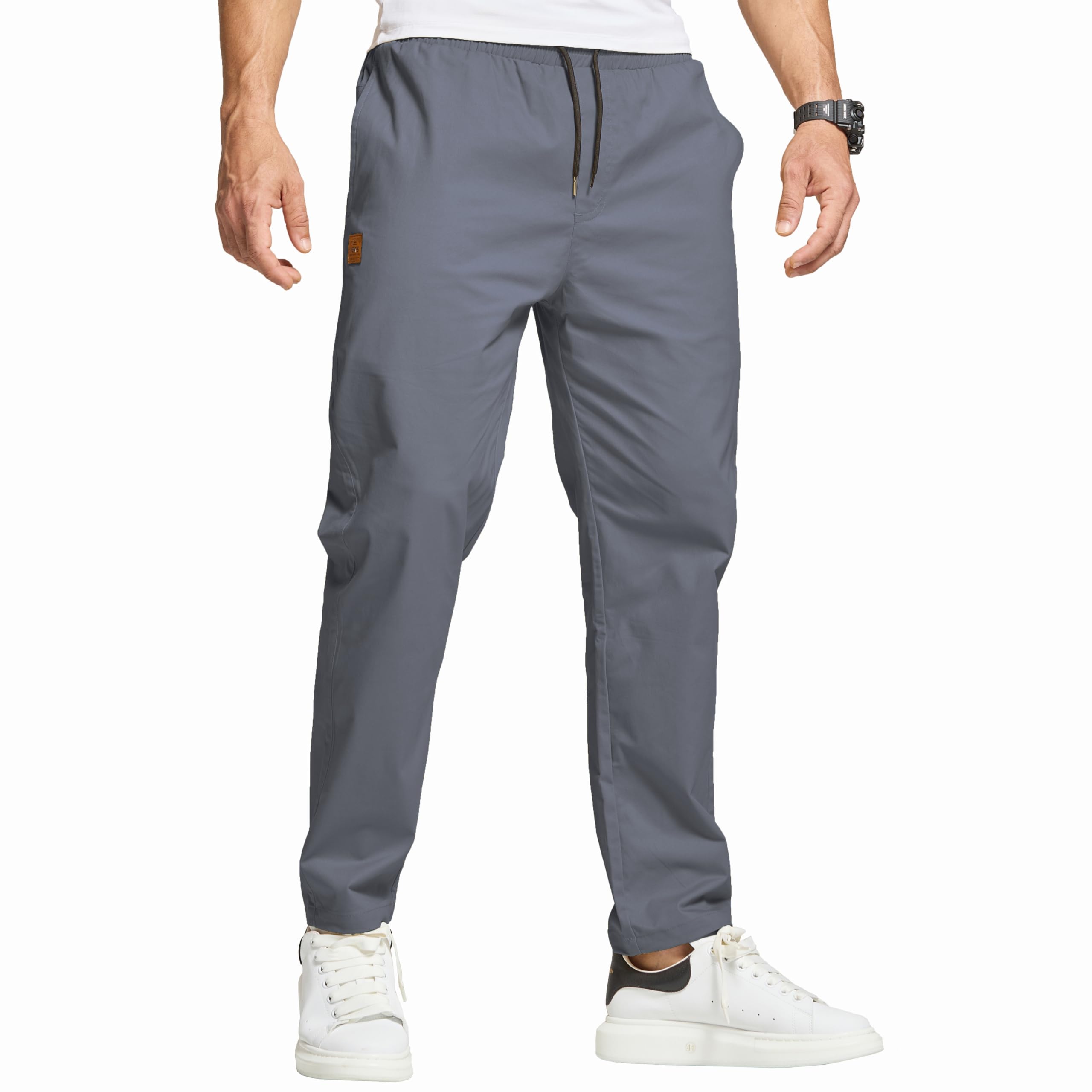ZOXOZ Hosen Herren Chino Cargo Hose Herren Freizeithose Cargohose Männer Jogginghose Herren Baumwolle Sporthose Männer Lang Elastische Taille mit Kordelzug Casual Hose mit Taschen Denim Blau XL