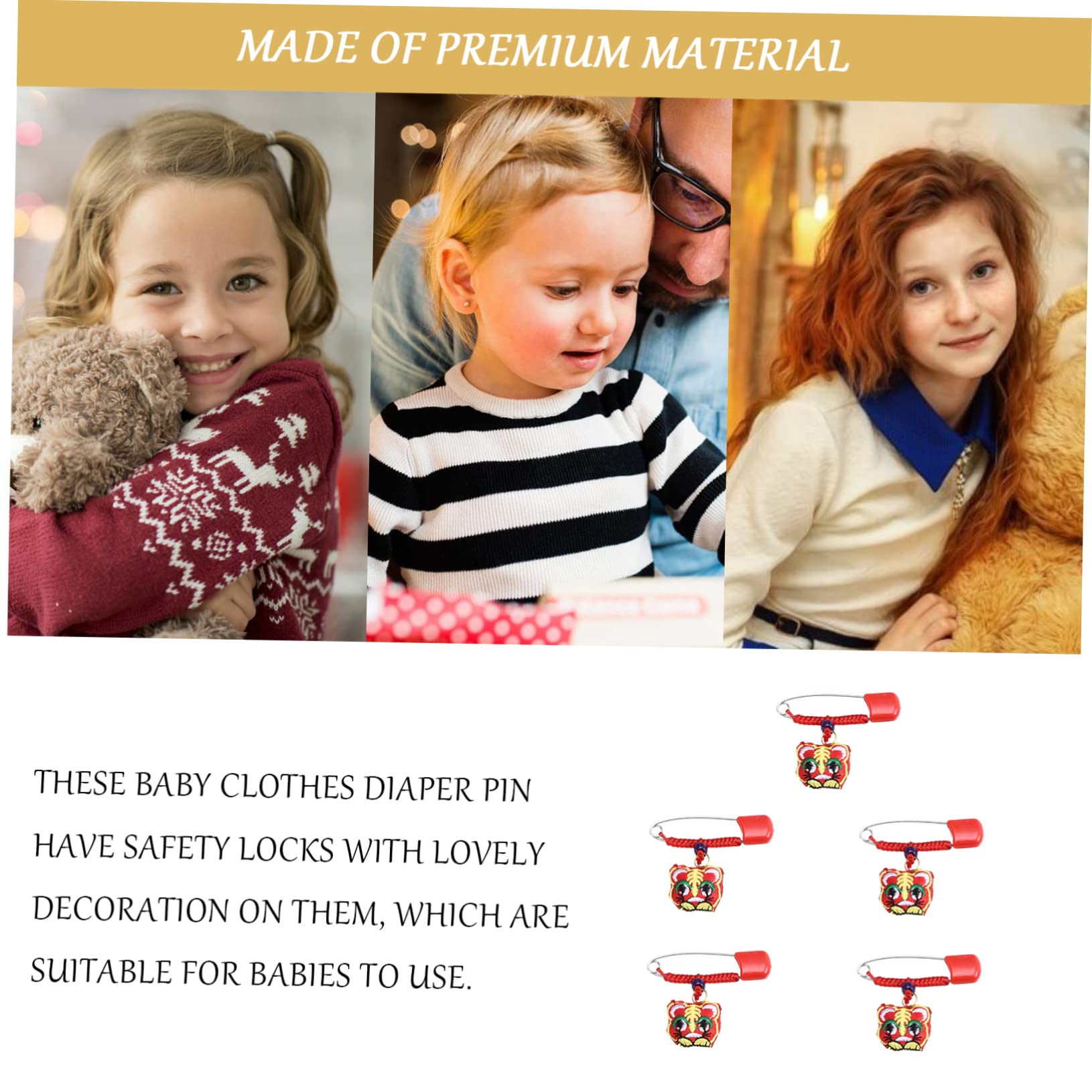 Toyvian 5 Pièces Épingles De Sûreté pour Garçon Fille Épingle à Couches pour Garçon Fille Multi-usages Décoration