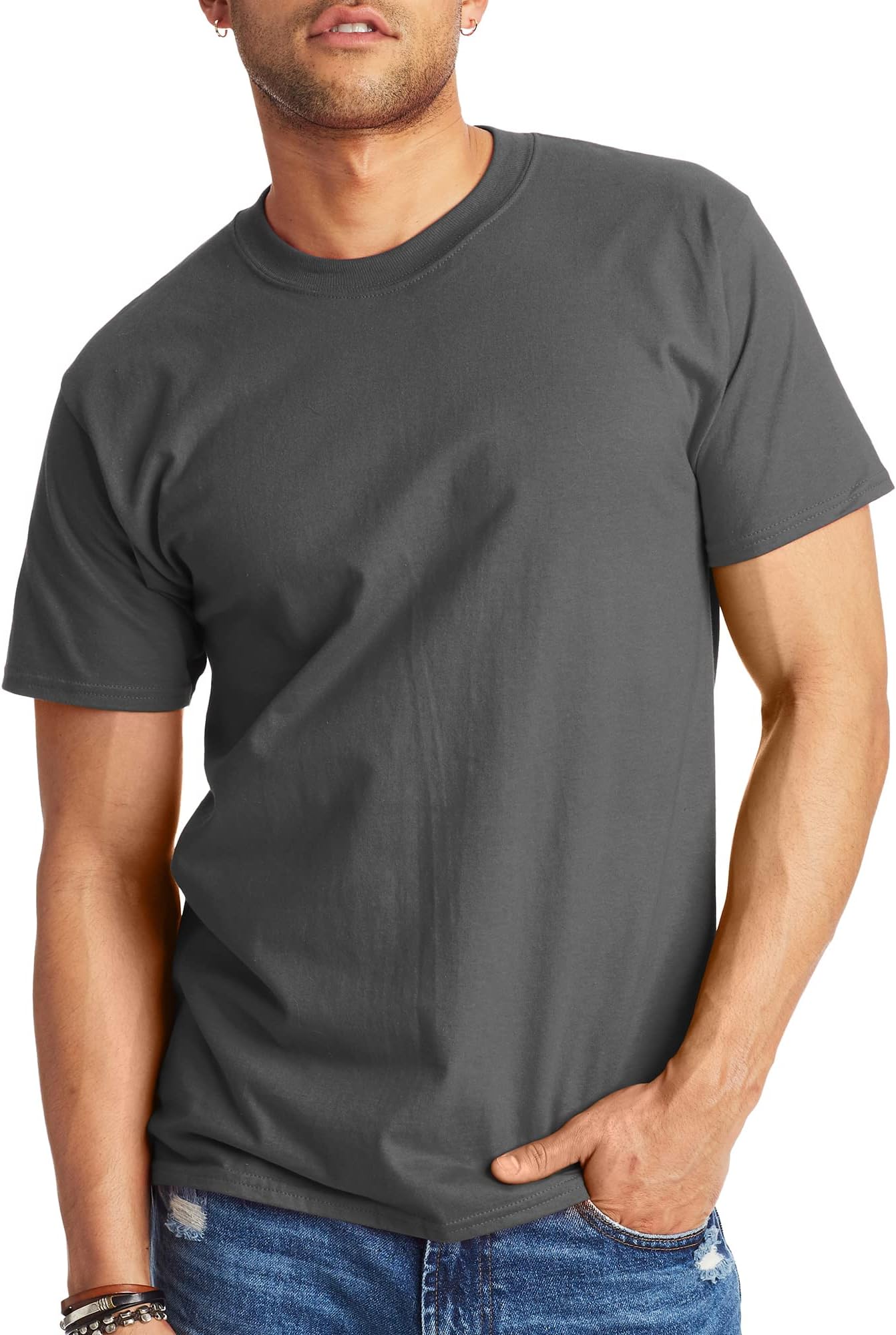 mens Beefyt T-shirt, Classic Heavyweight Cotton Crewneck Tee, Roomy Fit, 1 Or 2 Pack, Available in Tall