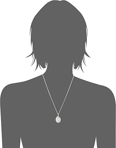 Miniatura 3 de Collar con relicario ovalado de plata esterlina con flores grabadas 20