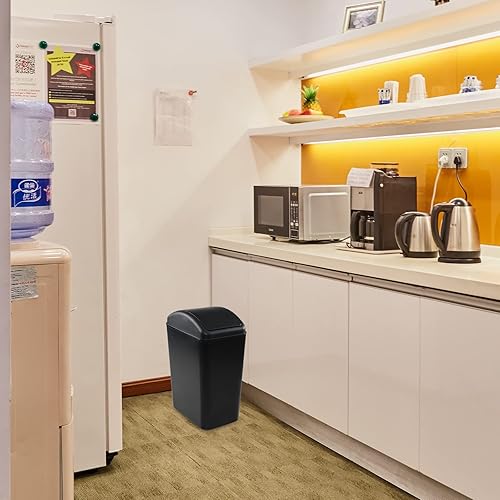 Miniatura 5 de Jekiyo Paquete de 3 cubos de basura de cocina de 16 L con tapa giratoria, cubo de basura delgado de plástico, color negro