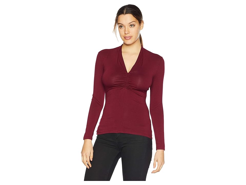 

Vince Camuto Long Sleeve Cinched V-Neck Top (Manor Red) Women's Clothing
