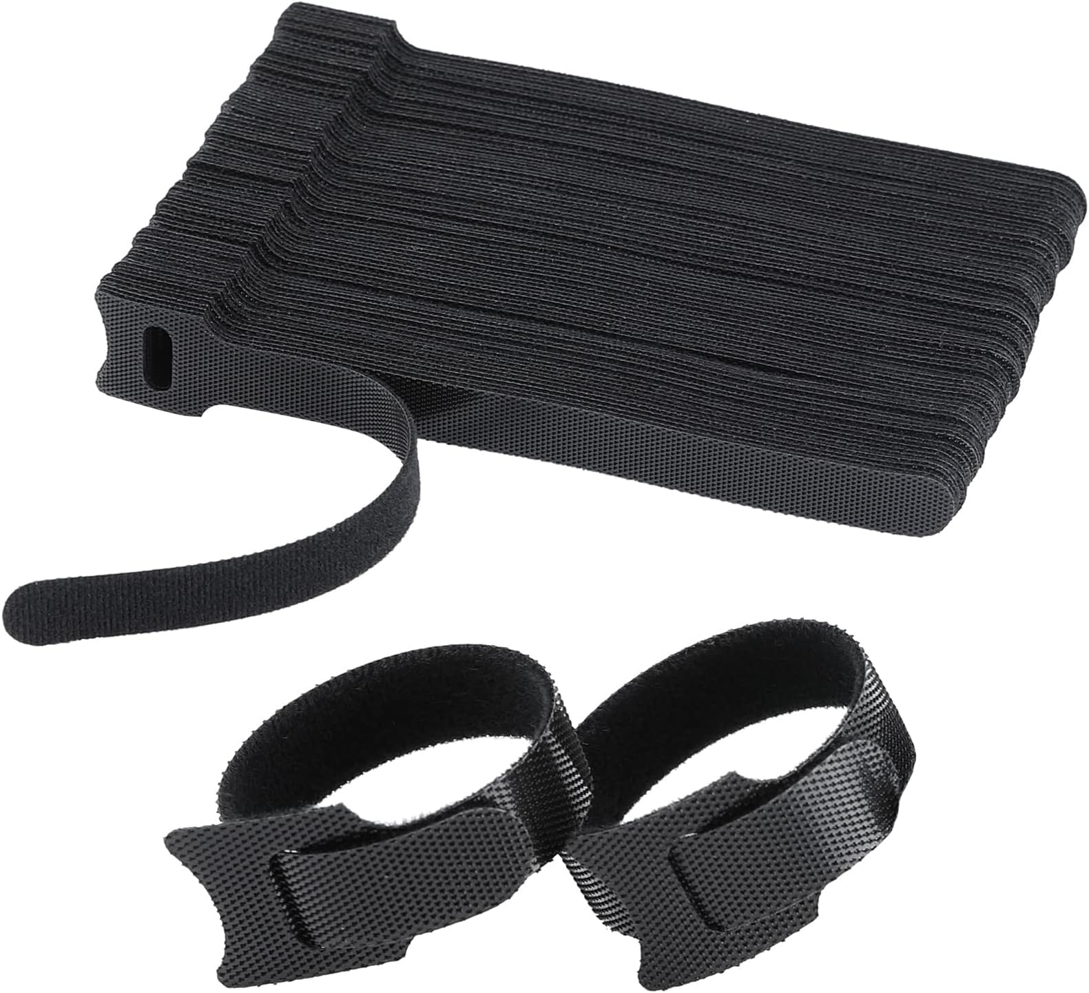 BonGuBonGu Reusable Fastening Cable Ties with Hook and Loop, 6 inch Multi-Purpose Cable Straps Wire Ties Cable Management, Adjustable Cord organizer Ties for Computer (100PCS Black)