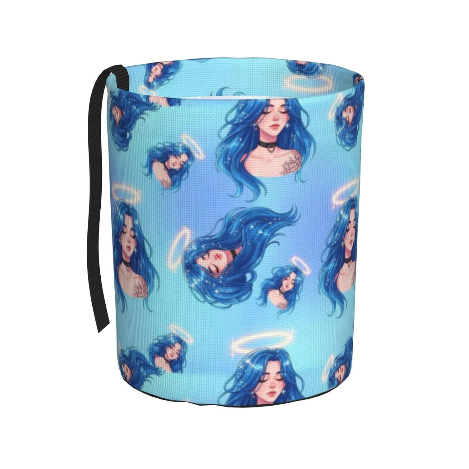 Leak Proof Car Trash Can Women Goddess Blue Hair Cosmic Aura, Waterproof Oxford Fabric Garbage Bin Collapsible Hanging for SUV Truck