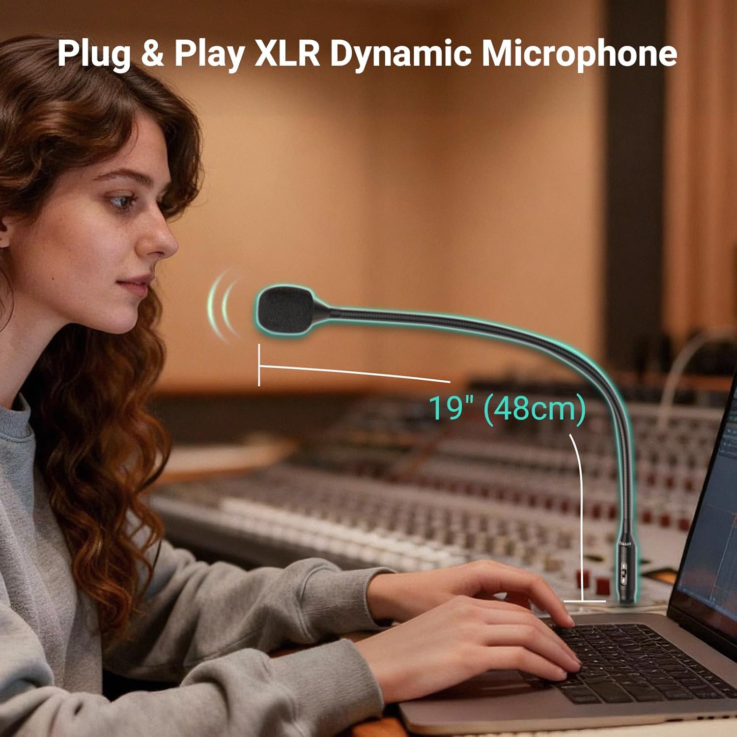 Cubilux XLR Gooseneck Microphone with Mute Button, 19 Inches Unidirectional Dynamic XLR Mic, Professional for Audio Mixer, Conference，Podium & DJ