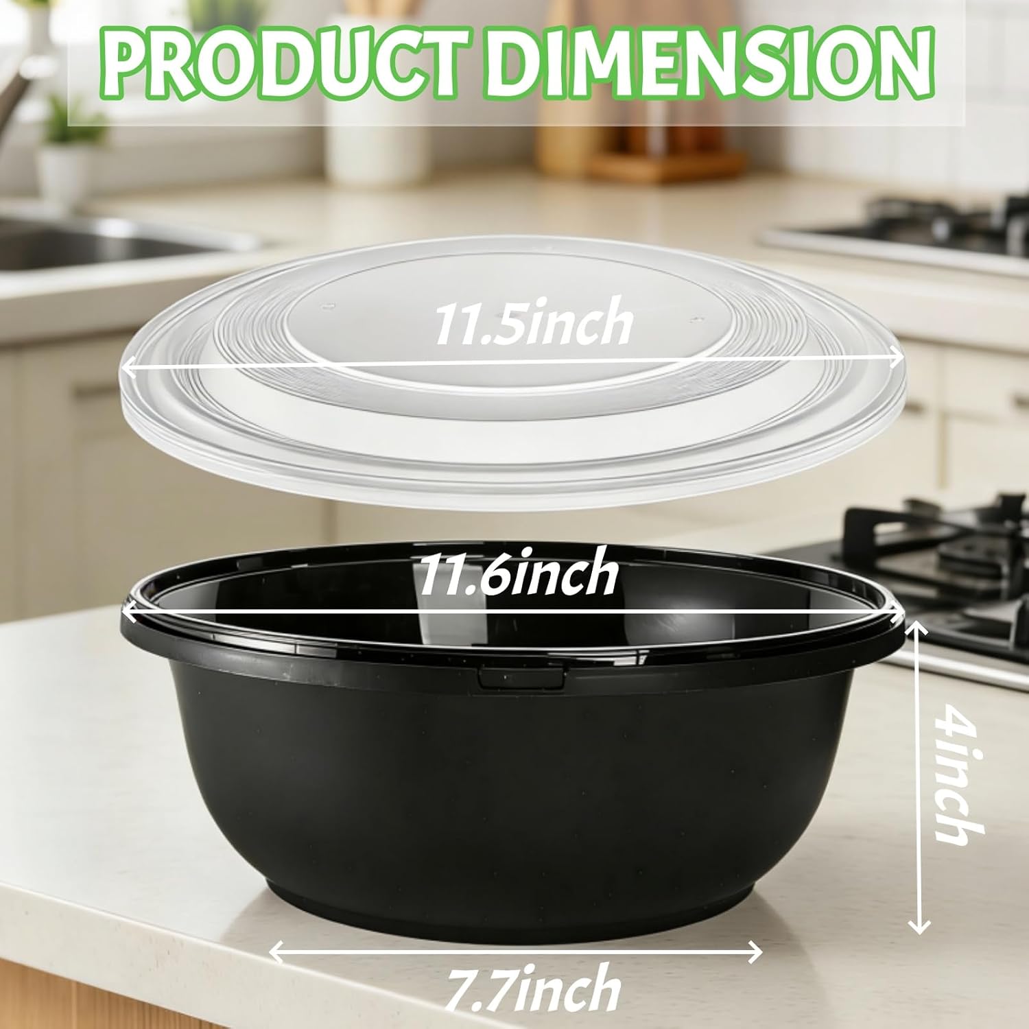 ZAVOOS 8 Pack Plastic Serving Bowls with Lids, 165 Oz Large Mixing Bowl with Non Slip Base, Round Food Storage Container for Christmas Party, Kitchen Prepping Baking Cooking, Microwave Freezer Safe