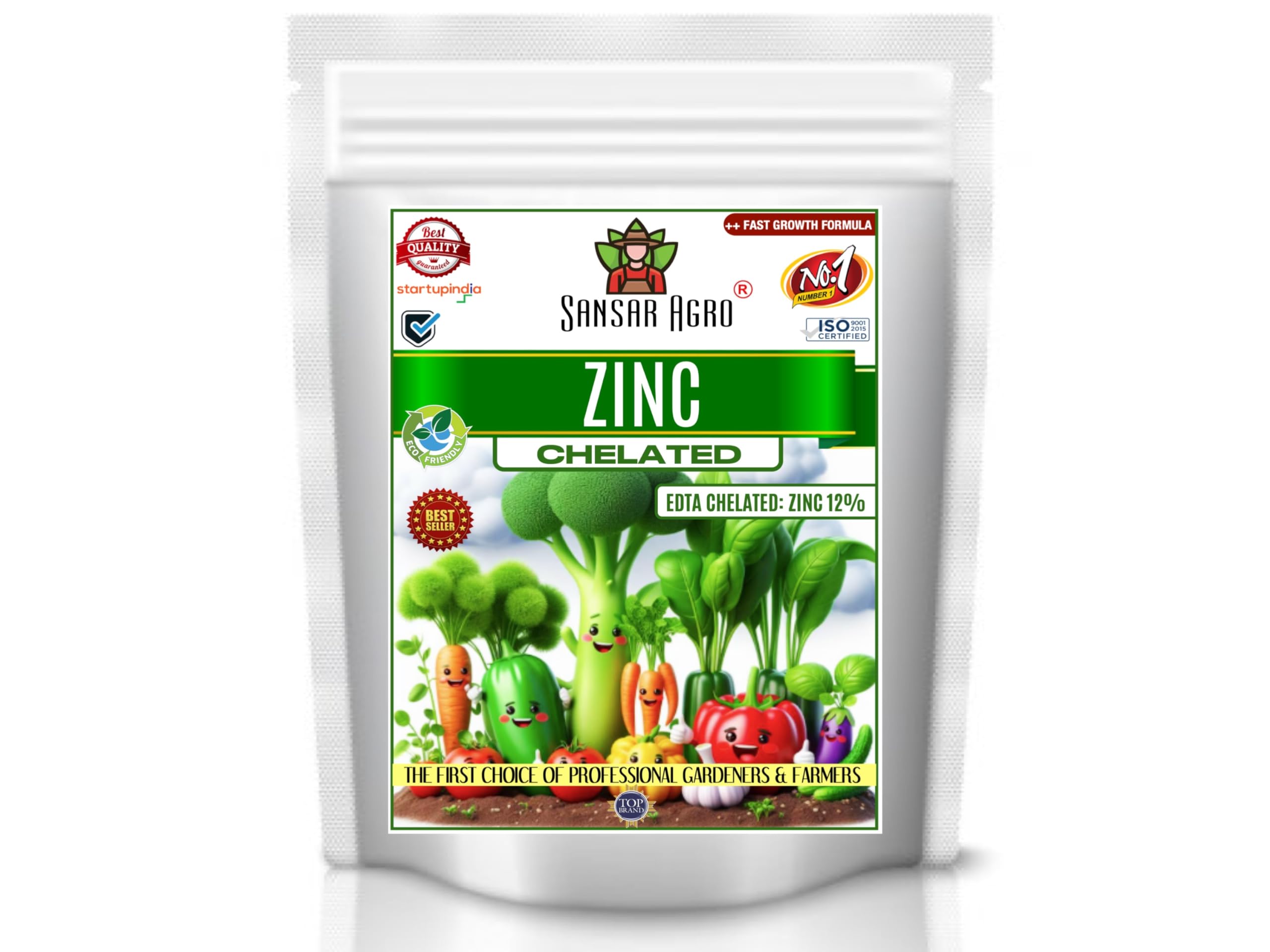 Sansar Agro® Chelated Zinc (Zinc- Zn- 12% EDTA Chelated), Powerful Essential Organic Fertilizer for Fast Growth of All Plants. (5 kg)