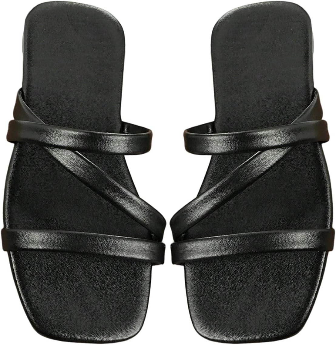 GORGLITTER Girl's Strappy Slide Flat Sandals Square Open Toe Dressy Dress Sandals
