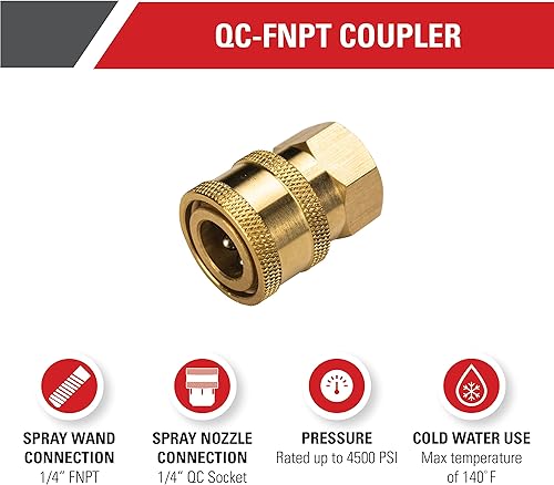 Miniatura 6 de Simpson Cleaning 7100020 - Enchufe de control de calidad de repuesto para bombas de lavado a presión de hasta 4500 PSI, acero, 38 pulgadas, FNPT,