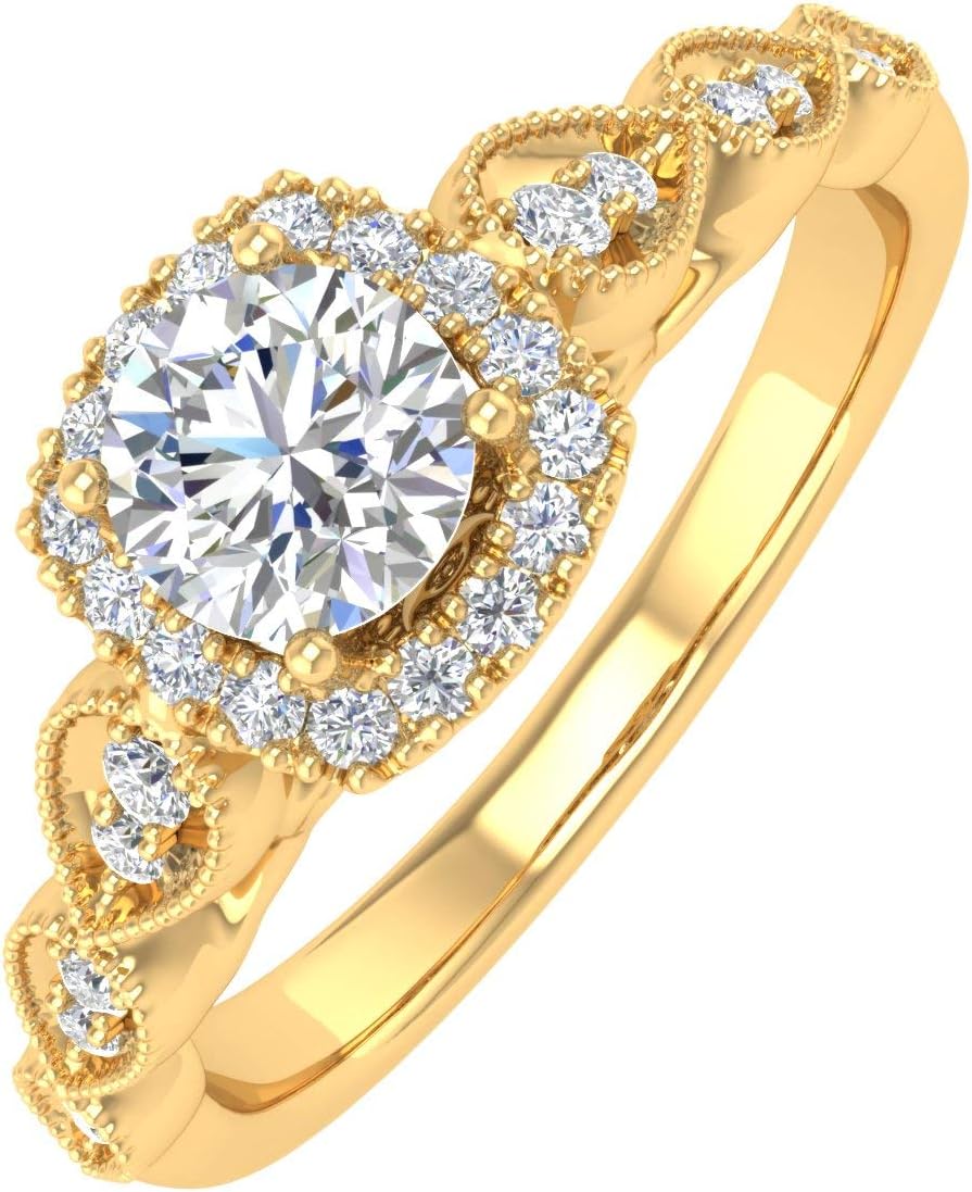 3/4 Carat Cushion cut Diamond Engagement Ring in 10K Gold