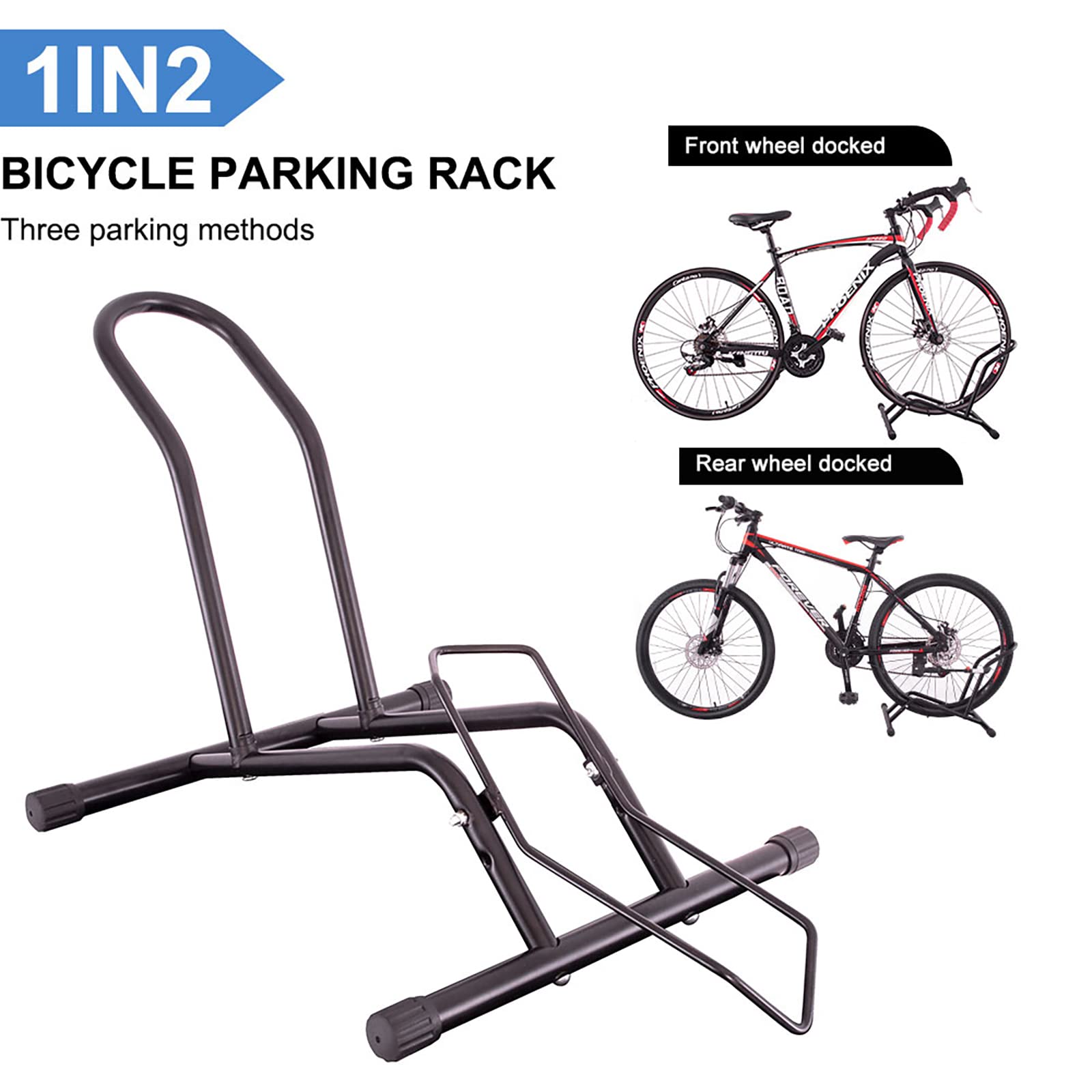 MEGHNA Fahrradständer Professional Boden Freistehender Ständer Halter Montages Fahrradpark Ständer für Mountainbike Rennrad MTB Schwarz