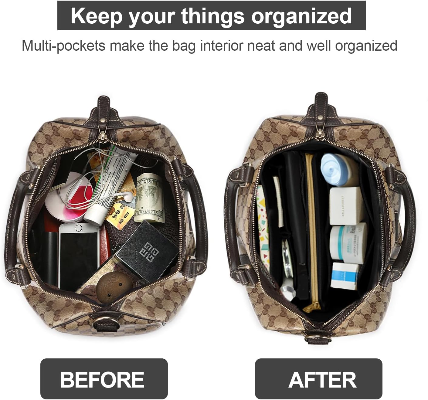 OMYSTYLE Purse Organizer Insert, Felt Tote Bag Organizer Insert with 5 Sizes, Handbag Dividers for Inside Purse, Compatible with Longchamp, Neverful, Speedy and More - Image 5