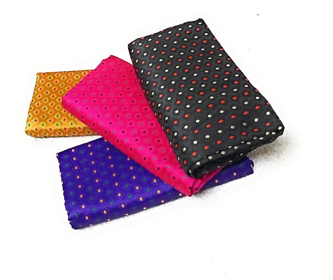 Silk-Cotton Blouse Piece Material for Women, Unstitched, Combo of 4 (0.8 meter each) - Navratri Special, Durga Puja Special, Oti Bharan, Ugadi Special -C58