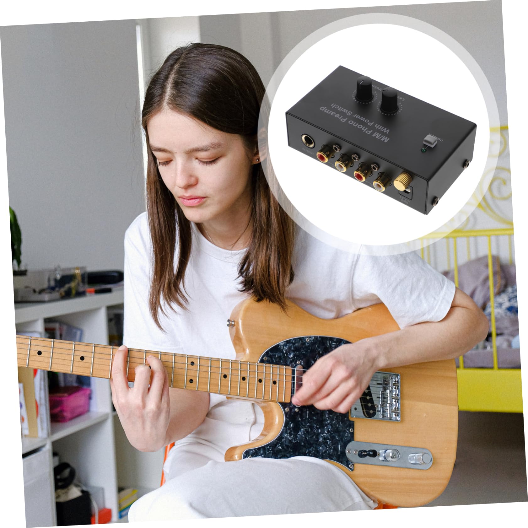 CONGARTENO Turntable Preamplifier Electronic Phonograph Preamp for Home Low Noise Inputs Outputs Simple Setup for Record Players US Plug Compatible