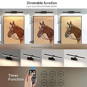 ZitoStory Black Battery Operated Picture Light with Remote,Wireless Dimmable Art Lights for Paintings Rechargeable Gallery Light Artwork Lighting for Canvas, Portrait (20Inch)