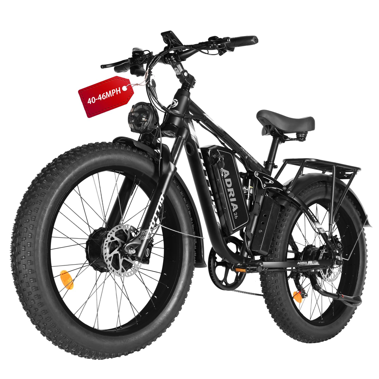 koonkex Dual-Motor Electric-Bike 52V-40MPH-30AH for Adults-Men, 26 * 4