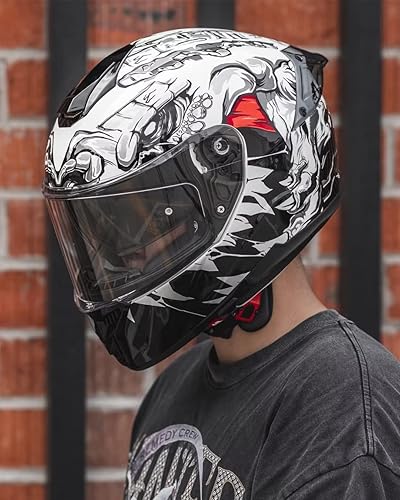 Vista 8 de ILM 861A - Casco de motocicleta de cara completa para adultos, unisex, para motos, motos de cross, vehículos utilitarios, motos de nieve, con visera