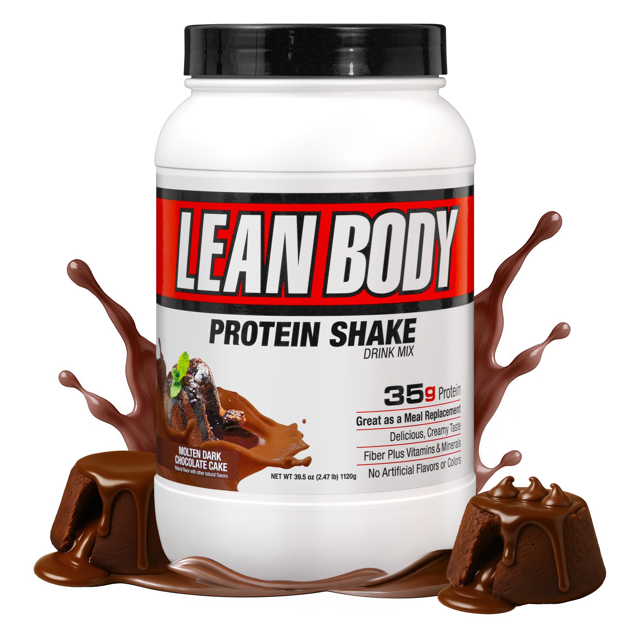 Labrada Lean Body Hi-Protein Meal Replacement Shake, Molten Dark Chocolate Cake PACKAGING MAY VARY