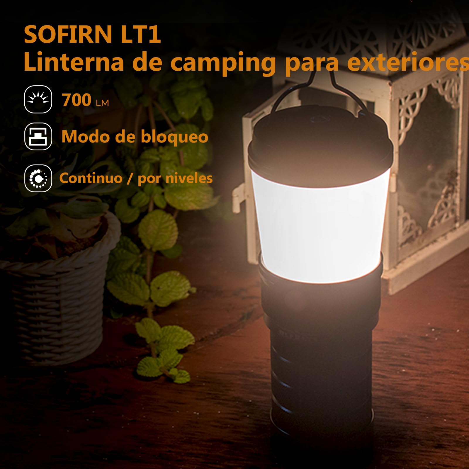 Sofirn LT1 Linterna Recargable Campeggio, 12000 mAh, 2700K–5000K, 90 CRI, Lampara Camping con Interfaz Andúril, IPX7 Impermeable, USB-C, Lanterna Ideal para Cortes de Energía, Viajes y Emergencias