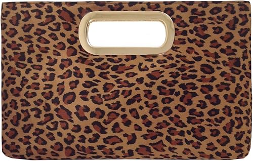 JNB Embrague de leopardo pequeño con asa superior de ante sintético