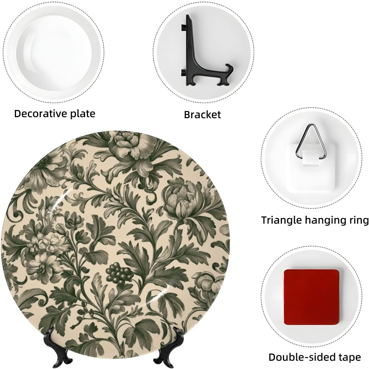 Light Green And Beige 10 Inch Ceramic Plate Display Home Display With Stand Wall Hanging Plate For Home Decor