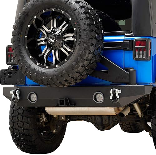 Miniatura 5 de EAG Compatible con parachoques trasero JK con portaneumáticos 07-18 Wrangler