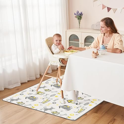 Miniatura 2 de Innokids Tapete para salpicaduras de bebé para debajo de la silla alta, 51 x 51 pulgadas, impermeable y lavable, protector de suelo antideslizante