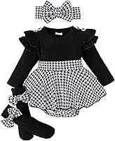Giraropa Baby Girl Long Sleeve Romper Dress with Socks & Headband - Newborn Infant Fall Winter Outfit 0-18M
