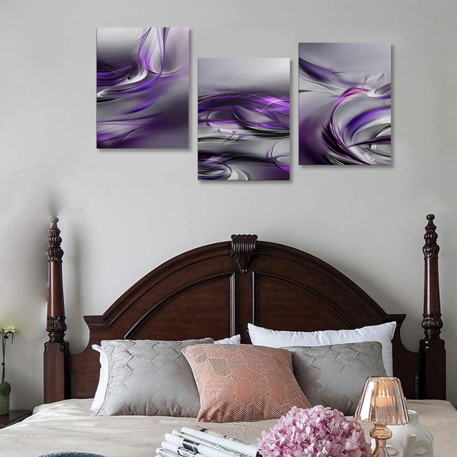 prinfantasy Abstract Wall Art Purple Artwork, Canvas Modern Room Decor Pictures Prints Posters YH1009, H0109, 16 x 12 inch - Image 4