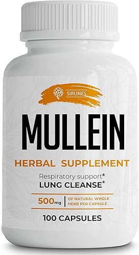 Cápsulas de hoja de gordolobo - Suplemento Verbascum Thapsus - Promueve el bienestar pulmonar, respiratorio y digestivo - Apoyo natural para el sueño