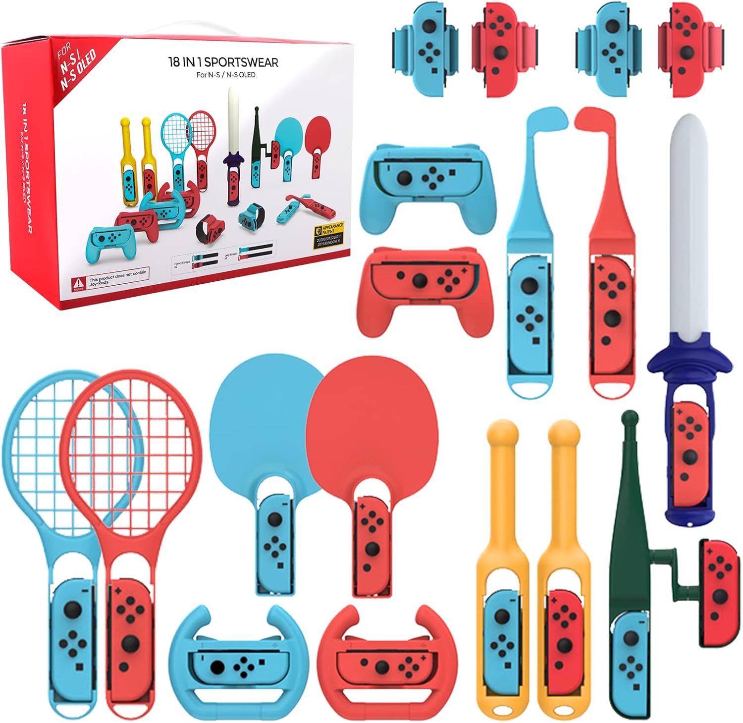 18 in 1 Switch Sports Accessories Bundle for Nintendo Switch Sports, Somatosensory Sports Set