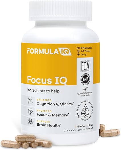 FIQ - Focus IQ - Brain Supplements for Memory and Focus - Memory Supplements - Cognitive Support - 60 Capsules