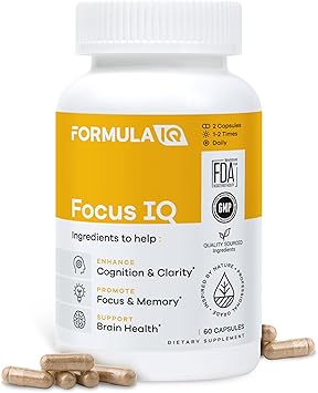 Formula IQ - Focus IQ - Brain Supplements for Memory and Focus - Memory Supplements - Cognitive Support - 60 Capsules