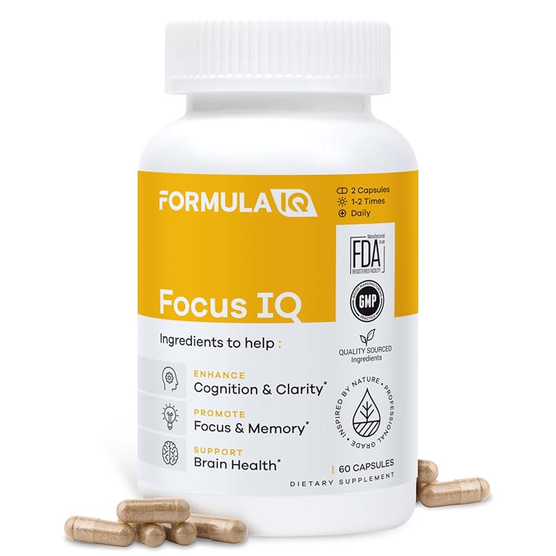 FIQ Suplemento para foco com bacopa, ginkgo biloba, fosfatidilserina e huperzina, 60 cápsulas