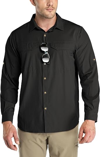 Outdoor Ventures Mens UPF 50+ UV Sun Protection SPF Hiking Shirt Long Sleeve Lightweight Quick Dry for Safari Travel Fishing
