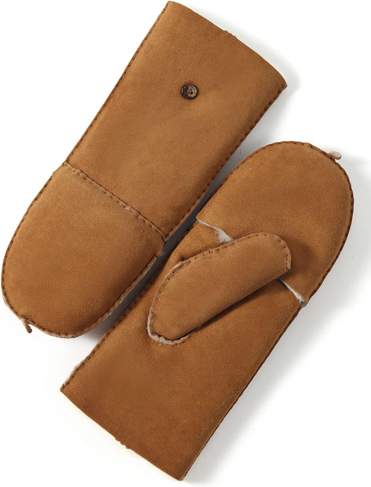 YISEVENWomen's Merino Sheepskin Winter Leather Gloves Flip Fingerless Mitten