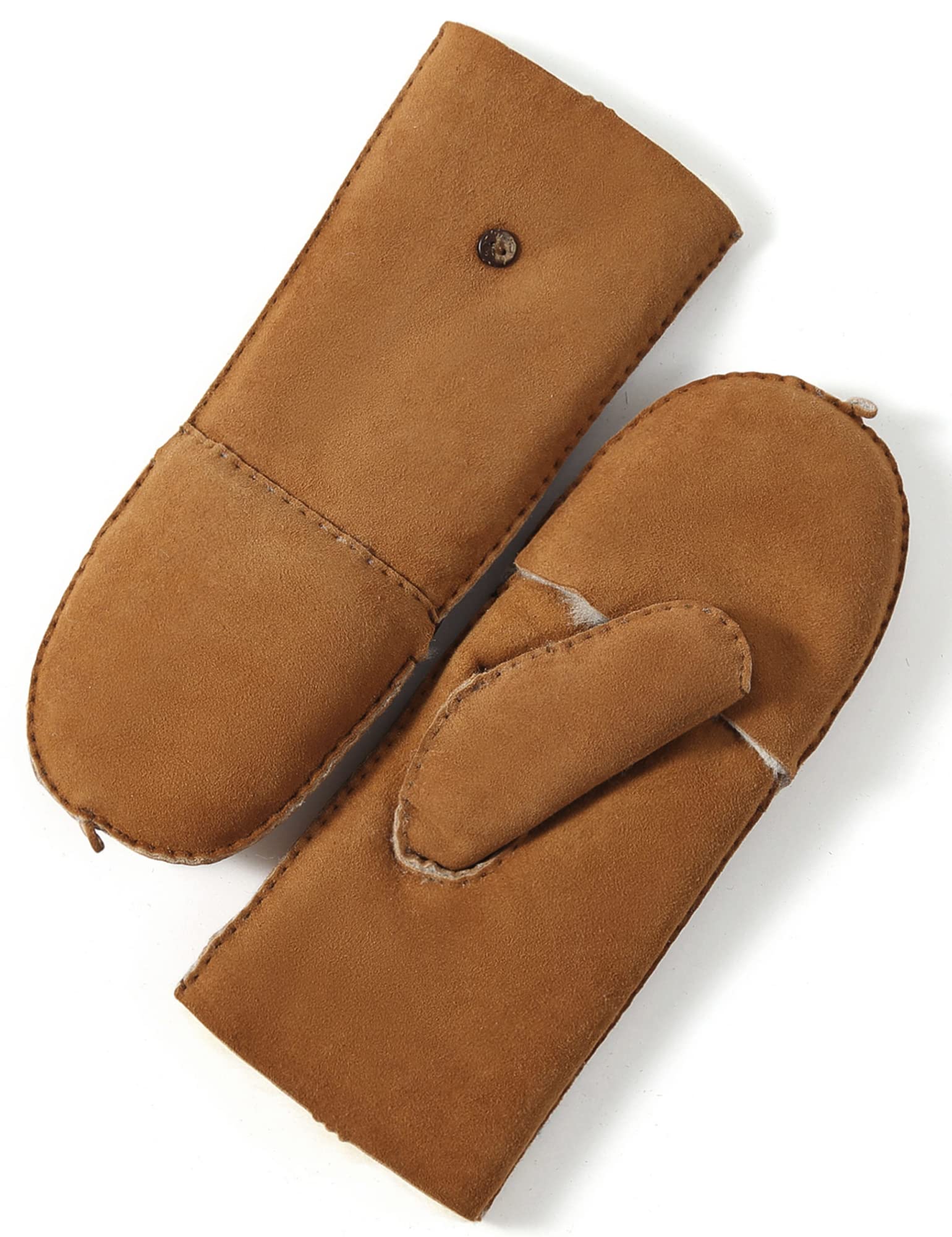 YISEVENWomen's Merino Sheepskin Winter Leather Gloves Flip Fingerless Mitten